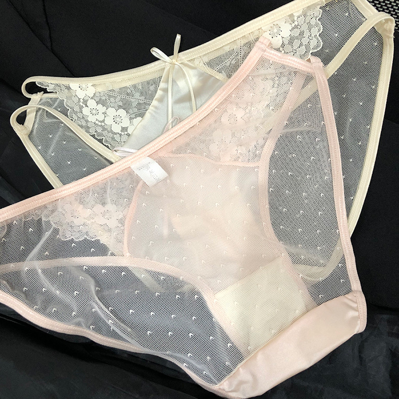 Francuski saten s proreznim dizajnom i trakicama, ženske čipkaste gaćice od ice silk, 2024 novi model, japanski stil