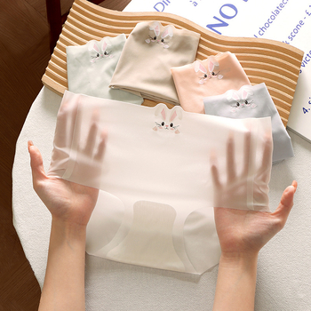 Ljeto ultra-tanko 10D ice silk bezšivne antibakterijske ženske gaćice s srednjim pojasom, jednodijelne, 7A