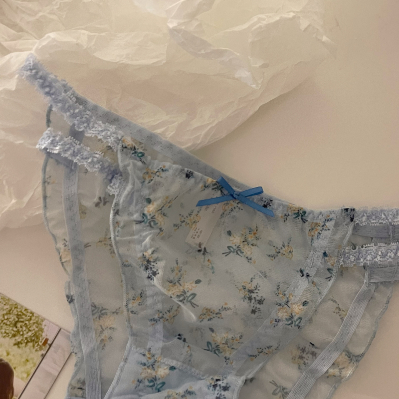 Ženske gaćice s niskim strukom, cvjetna čipka, japanski stil, prozračni najlon, pamukova podstava