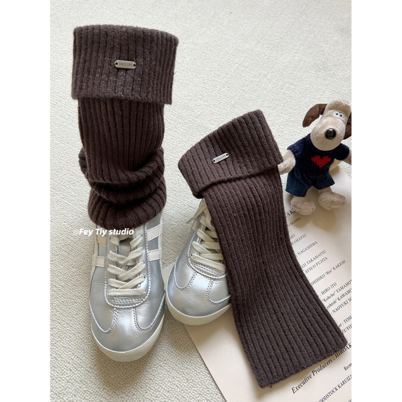 Ženske pletene čarape za listove u japanskom stilu, jednobojne, za jesen i zimu, nadahnjene Harajukom