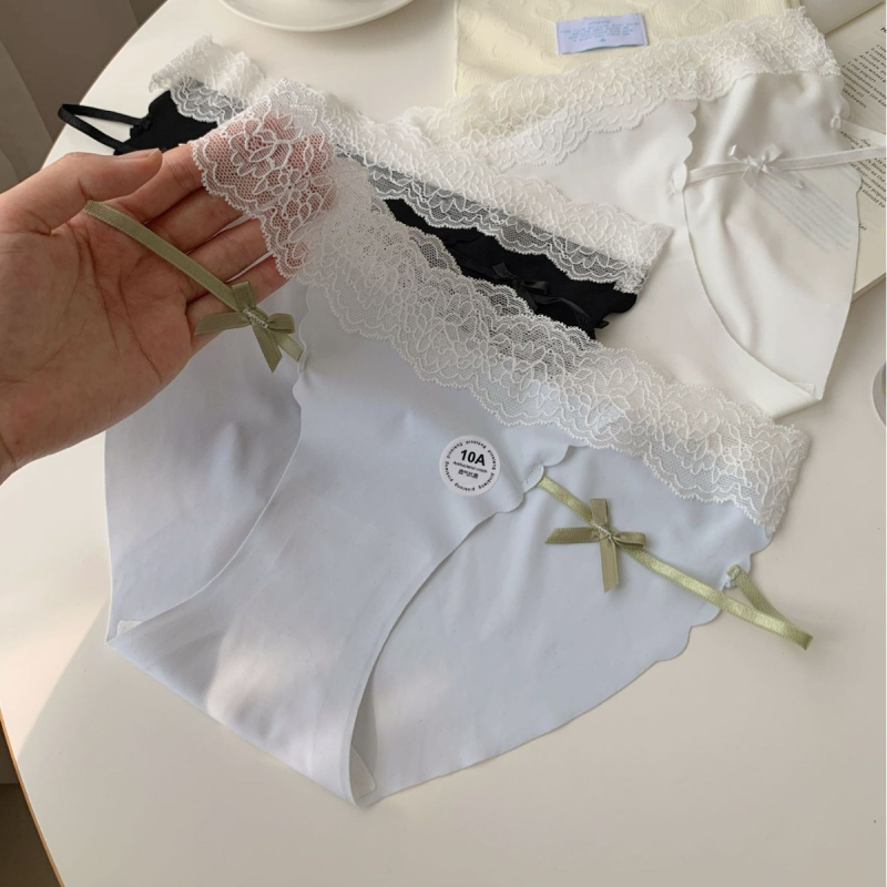 Ženske gaćice od ice silk s čipkom, antibakterijske, niski struk, prozračne, brzo sušeće