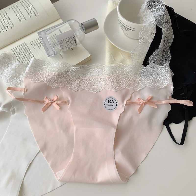 Ženske gaćice od ice silk s čipkom, antibakterijske, niski struk, prozračne, brzo sušeće