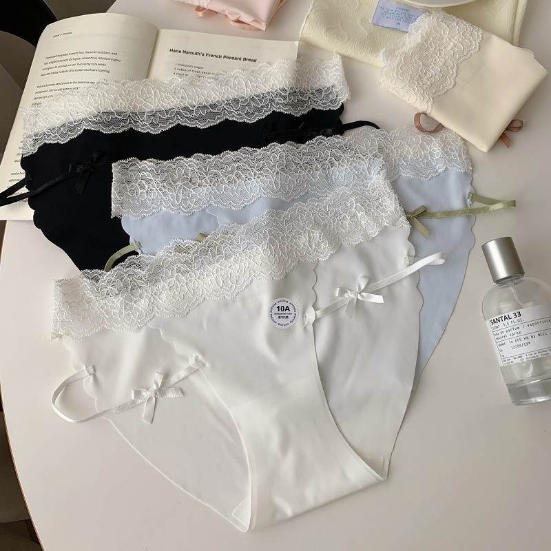 Ženske gaćice od ice silk s čipkom, antibakterijske, niski struk, prozračne, brzo sušeće