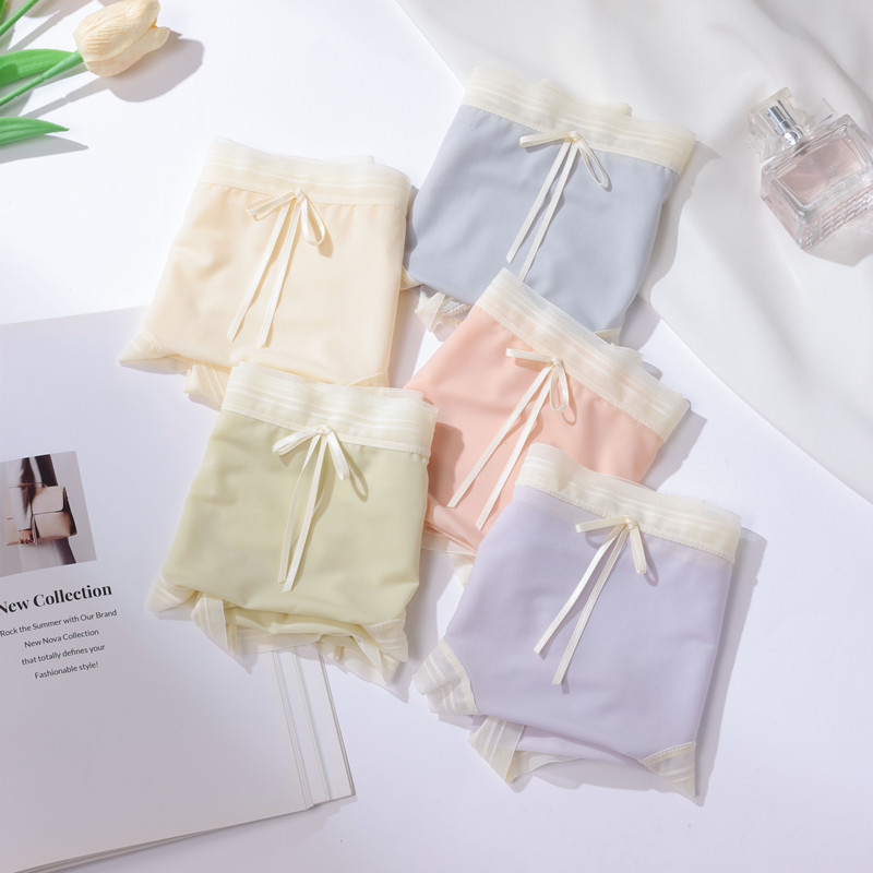 Ženske gaćice ultra-tanke ice-silk, brzo sušeće, jednofarbne, prozračne, s pamukom u području prepona