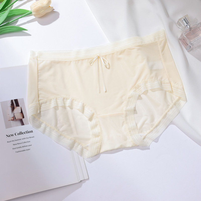 Ženske gaćice ultra-tanke ice-silk, brzo sušeće, jednofarbne, prozračne, s pamukom u području prepona