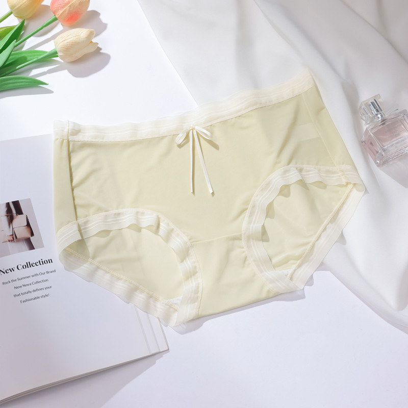 Ženske gaćice ultra-tanke ice-silk, brzo sušeće, jednofarbne, prozračne, s pamukom u području prepona