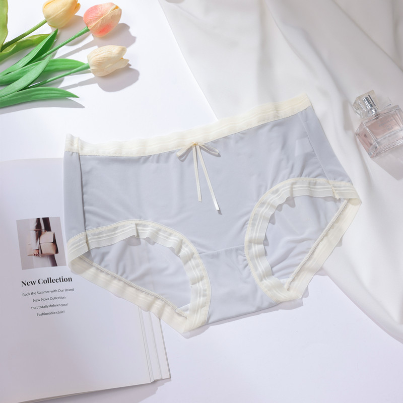 Ženske gaćice ultra-tanke ice-silk, brzo sušeće, jednofarbne, prozračne, s pamukom u području prepona