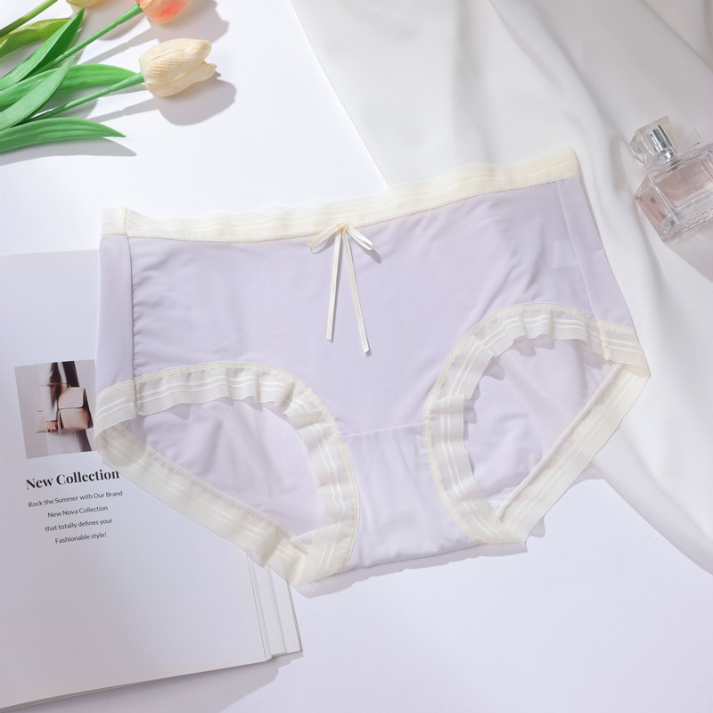 Ženske gaćice ultra-tanke ice-silk, brzo sušeće, jednofarbne, prozračne, s pamukom u području prepona