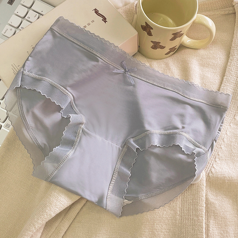 Ljetne bezšivne gaćice za djevojčice od Ice Silk, s pamukom u predjelu, prozračne, antibakterijske, tanke, srednje visine struka