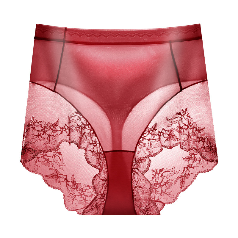 Francuske čipkaste žene gaćice sa srednje visokim strukom, antibakterijske, mulberry svila-PLA, lagana kontrola trbuha, brzo sušenje Ice Silk