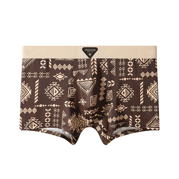 Muške bokserice od Ice Silk, retro print, srednji struk, plus veličina, prozračne