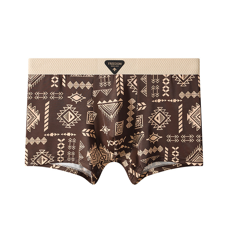 Muške bokserice od Ice Silk, retro print, srednji struk, plus veličina, prozračne
