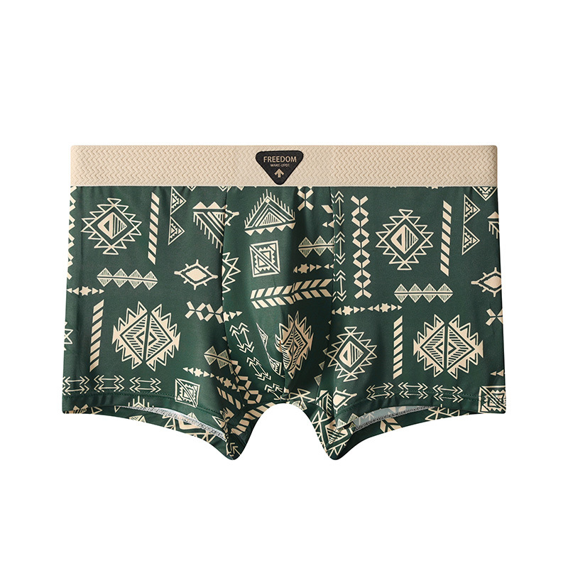 Muške bokserice od Ice Silk, retro print, srednji struk, plus veličina, prozračne