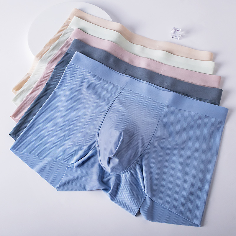 Muške bokserice od ice silk s mrežom jacquard, ultra tanke, antibakterijske, prozračne, bez šavova, srednji pojas