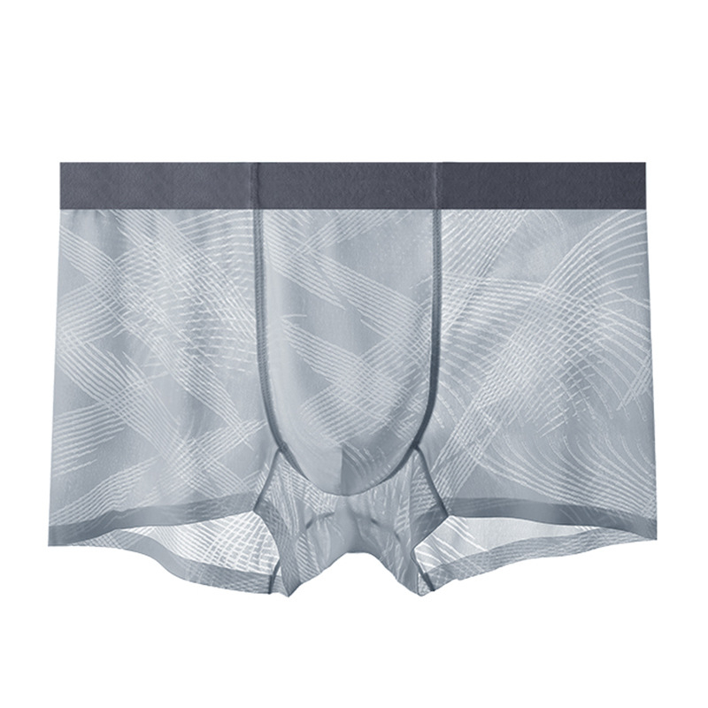Muške bešavne bokserice od ice silk, lagani ljetni model, antibakterijske, žakard prugasti uzorak, 120S nylon