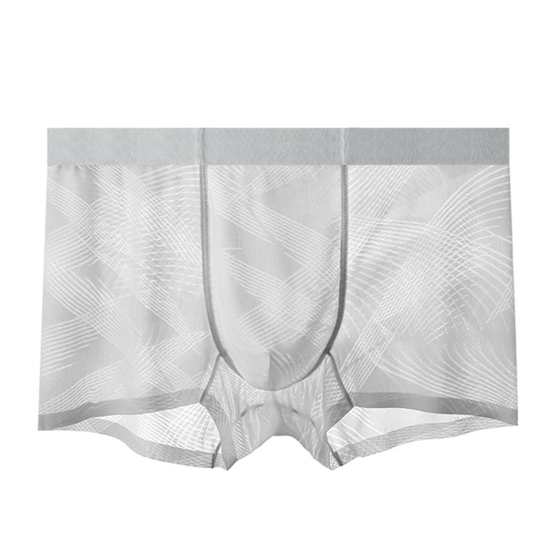 Muške bešavne bokserice od ice silk, lagani ljetni model, antibakterijske, žakard prugasti uzorak, 120S nylon