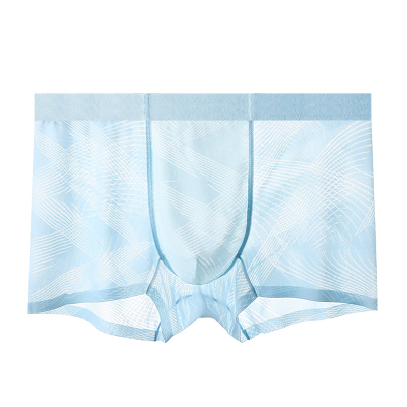 Muške bešavne bokserice od ice silk, lagani ljetni model, antibakterijske, žakard prugasti uzorak, 120S nylon