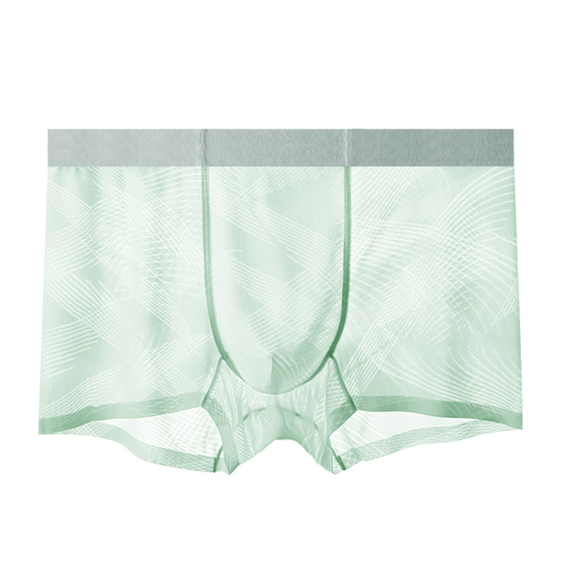 Muške bešavne bokserice od ice silk, lagani ljetni model, antibakterijske, žakard prugasti uzorak, 120S nylon