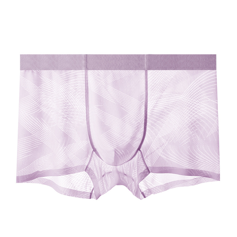 Muške bešavne bokserice od ice silk, lagani ljetni model, antibakterijske, žakard prugasti uzorak, 120S nylon