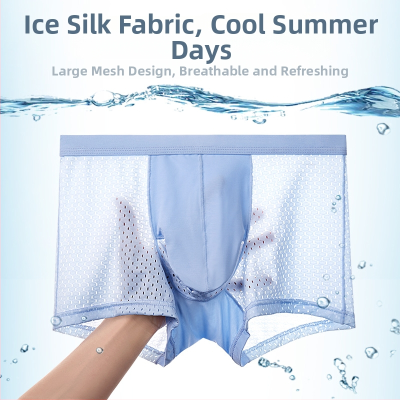 Ljetne ultra-tanke muške gaćice od ice silk mrežastog dizajna, prozračan i brzo sušeći boxer briefs