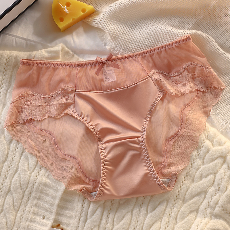 Ženske gaćice od čipke ice silk, srednji struk, prozračne, tanke