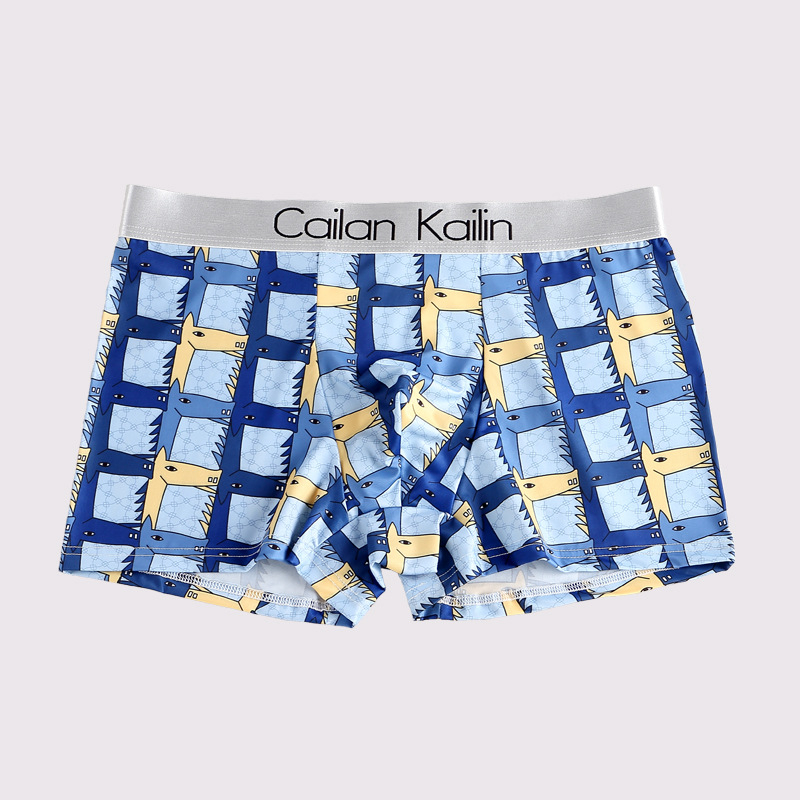 Muške boxerice od ice-silk s printom, za učenike – udoban slobodan kroj, cartoon motiv, prozračan, brzo sušeći