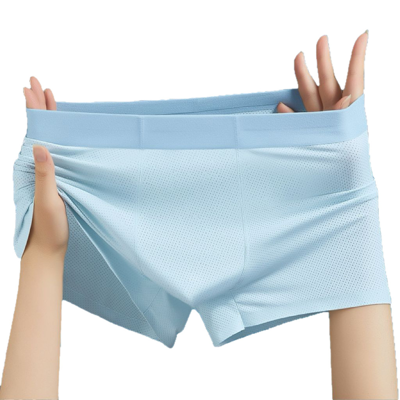 Bešavne muške gaćice od ice silk, prozračna mreža, ljetne nylon boxerice sa hlađenim učinkom