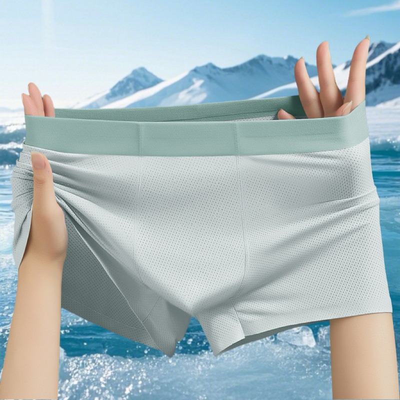 Bešavne muške gaćice od ice silk, prozračna mreža, ljetne nylon boxerice sa hlađenim učinkom