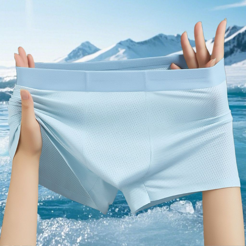 Bešavne muške gaćice od ice silk, prozračna mreža, ljetne nylon boxerice sa hlađenim učinkom