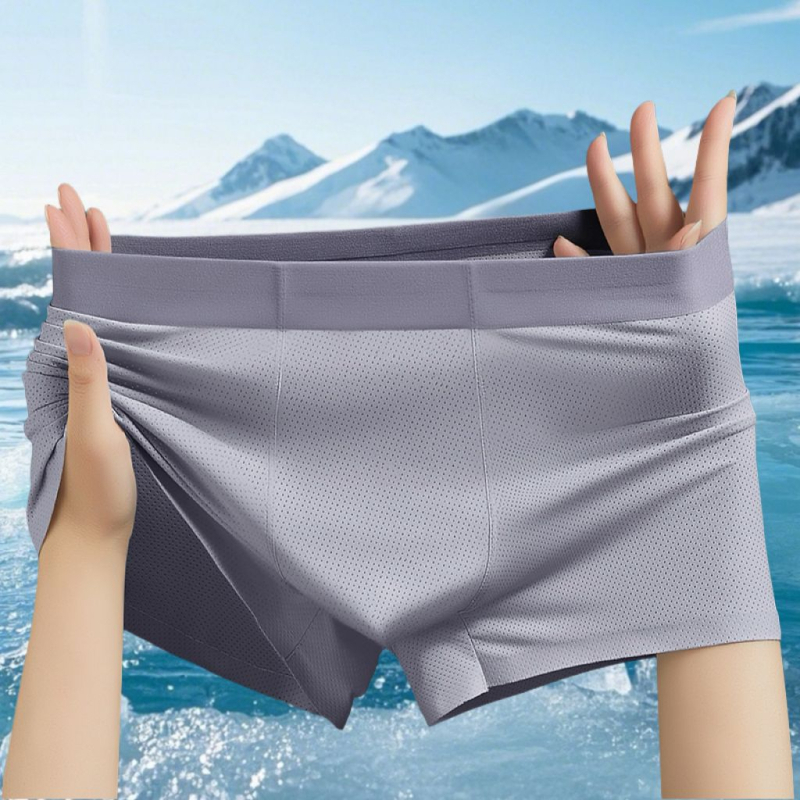Bešavne muške gaćice od ice silk, prozračna mreža, ljetne nylon boxerice sa hlađenim učinkom