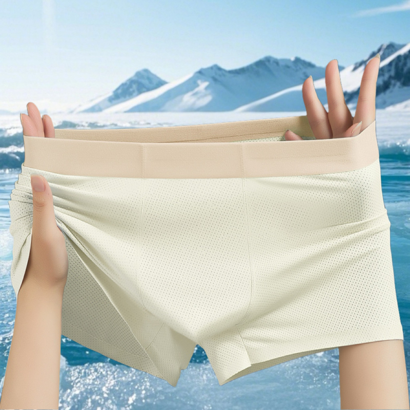 Bešavne muške gaćice od ice silk, prozračna mreža, ljetne nylon boxerice sa hlađenim učinkom