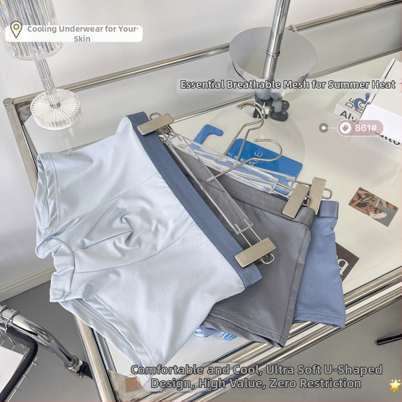 Ljetne muške boxerice od ice silk mreže, prozračne, antibakterijske, lagane i brzo sušeće
