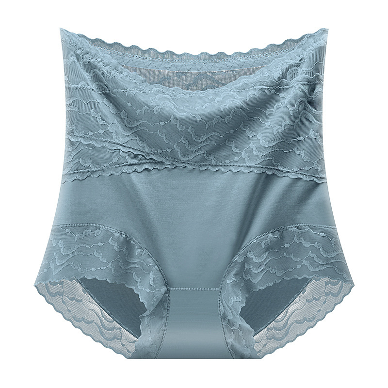 Ženske gaćice s visokim strukom za ljeto, bezšivne, Ice Silk, čipkaste, prozračne, podižu bokove