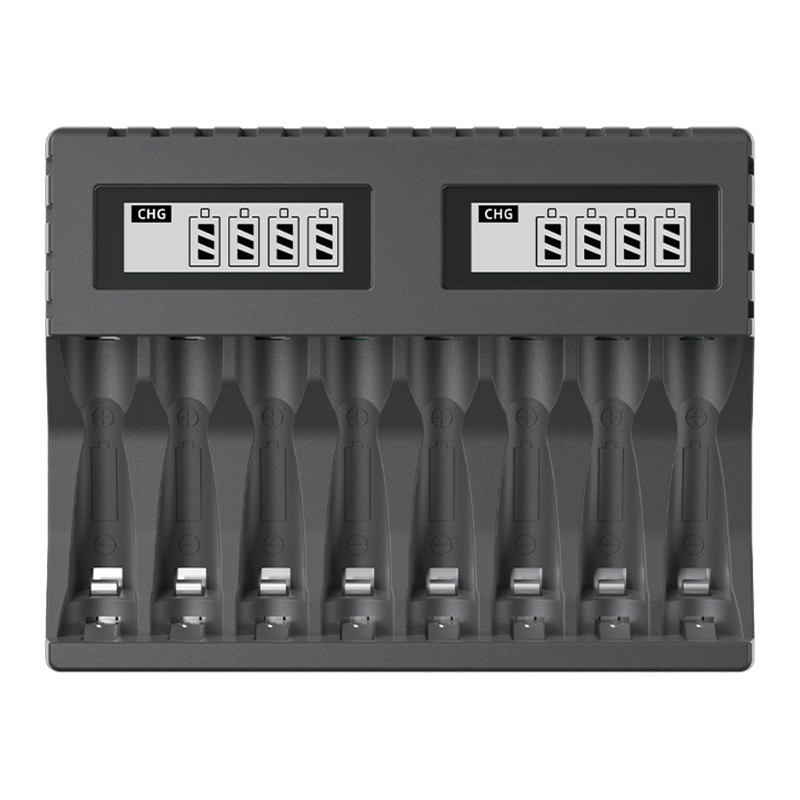 8-állású USB LCD intelligens gyors töltő AA/AAA Li-ion akkumulátorokhoz
