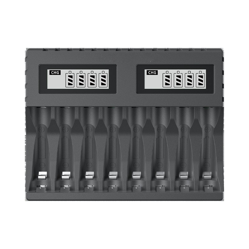 8-állású USB LCD intelligens gyors töltő AA/AAA Li-ion akkumulátorokhoz