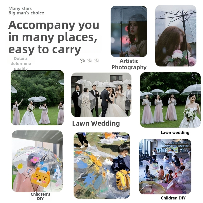 Prozirni kišobran s dugom drškom, japanskog stila, plastična navlaka, mogućnost otiska logotipa