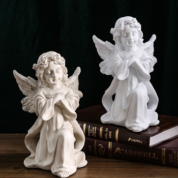 Europski retro anđeo – statua od smole i gipsa, mala djevojčica anđeo za stolni dekor