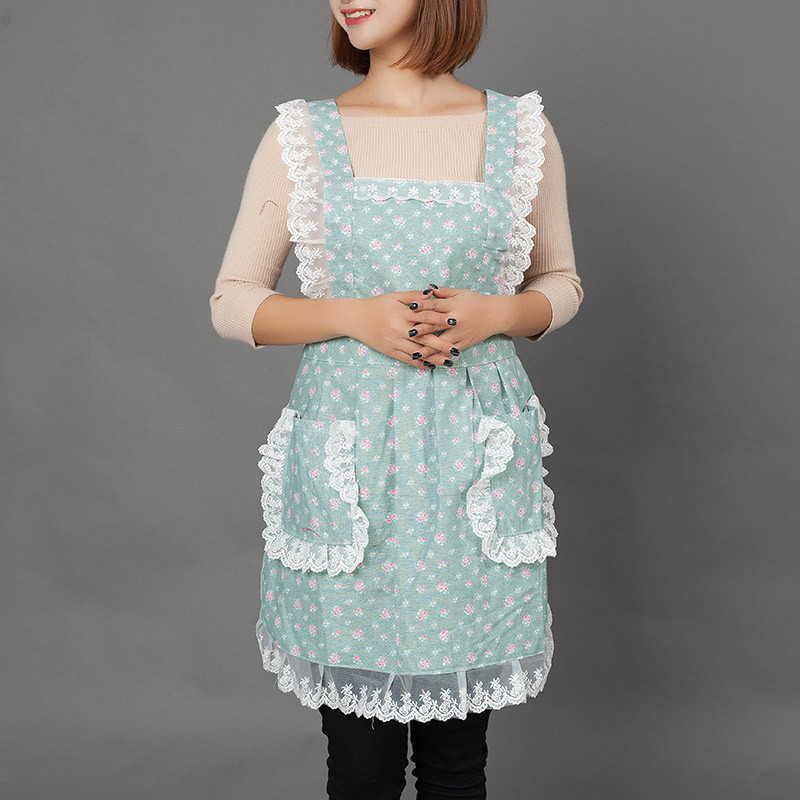 Pregača od 100% pamuka, korejski stil, čipka rub, elegantna ženska kuhinjska pregača, vodootporna i otporna na ulje
