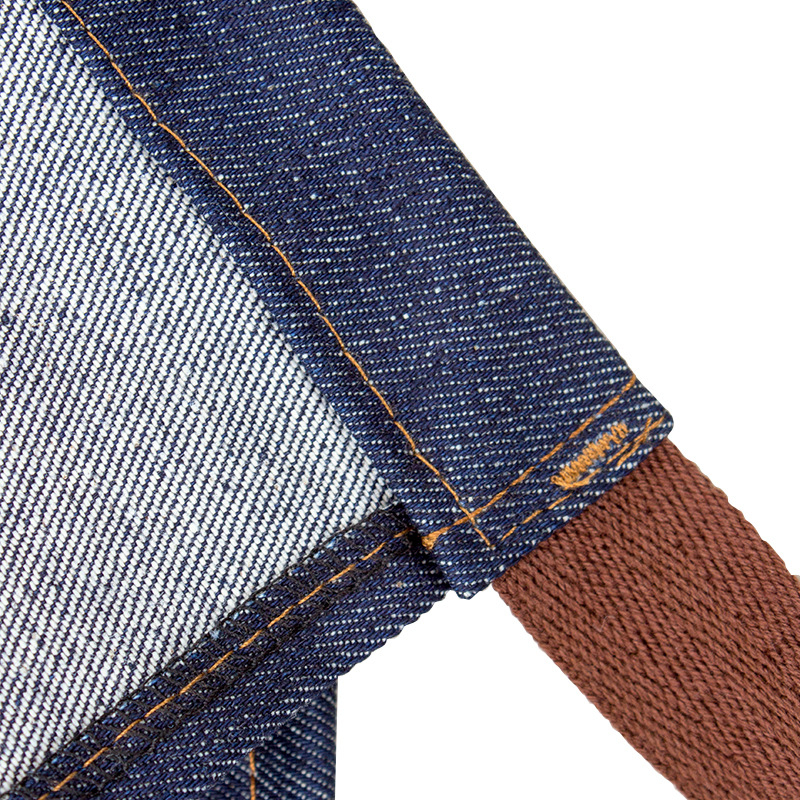 Denim pregača bez rukava za konobare u restoranu, moderan stil, jednobojna, otisak kuhara