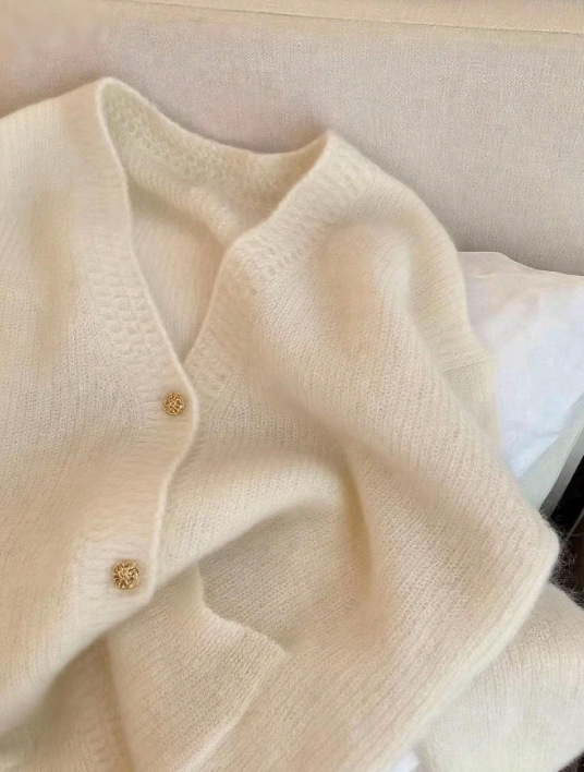 Ženski ružičasti pleteni kardigan s V-izrezom, elegantan jesensko-zimski stil, ležeran