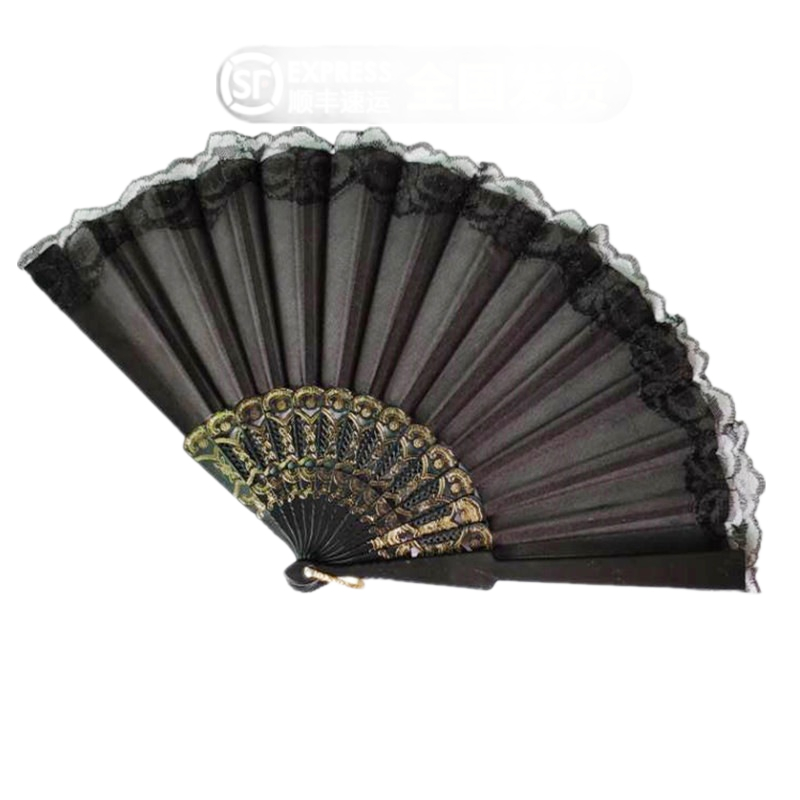Bijeli vjenčani sklopivi ventilator s čipkastim rubom