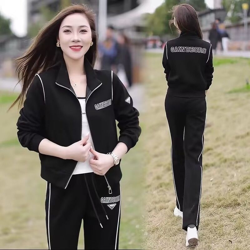 Ženski dvodijelni set: pulover s uspravnim ovratnikom i široke hlače, casual stil, jesen 2025