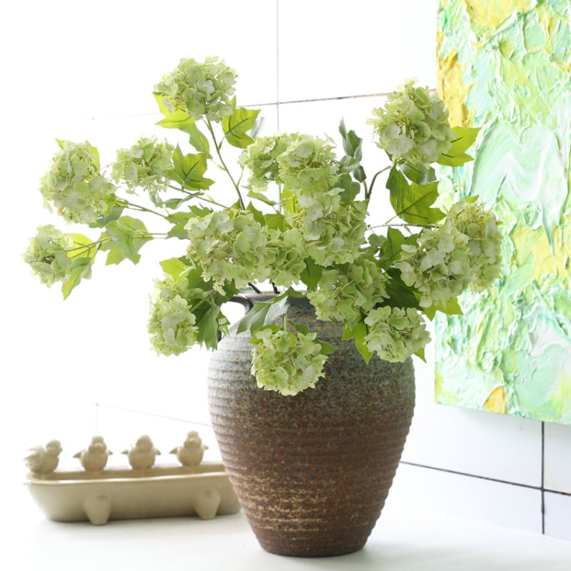 Hortensie artificială cu trei capete, minge decorativă pentru nunți, ședințe foto și decor de casă