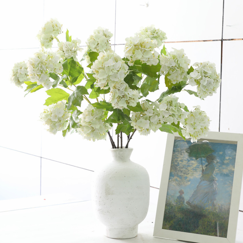 Hortensie artificială cu trei capete, minge decorativă pentru nunți, ședințe foto și decor de casă