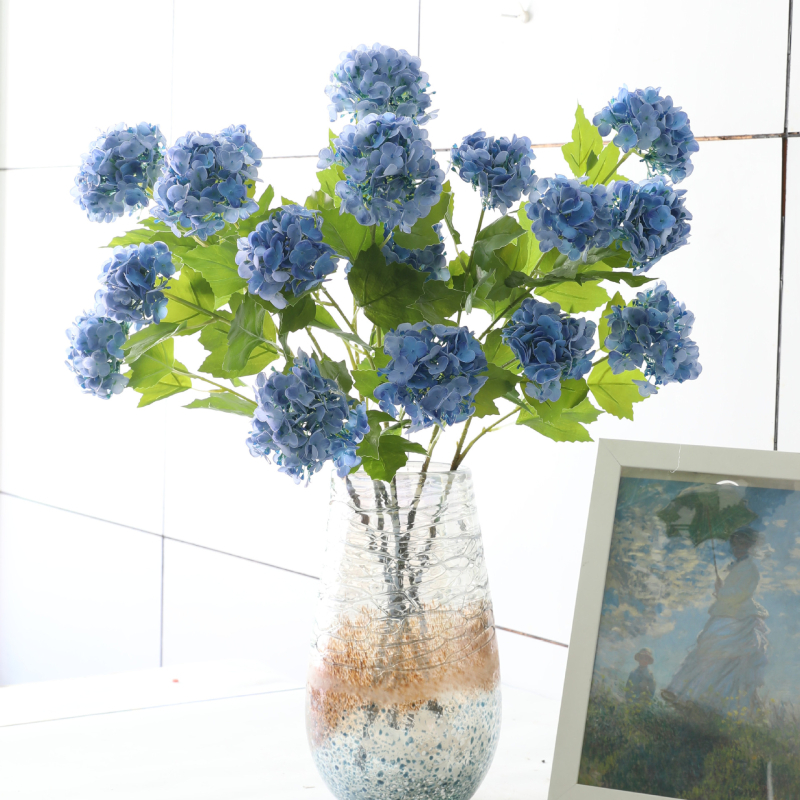 Hortensie artificială cu trei capete, minge decorativă pentru nunți, ședințe foto și decor de casă