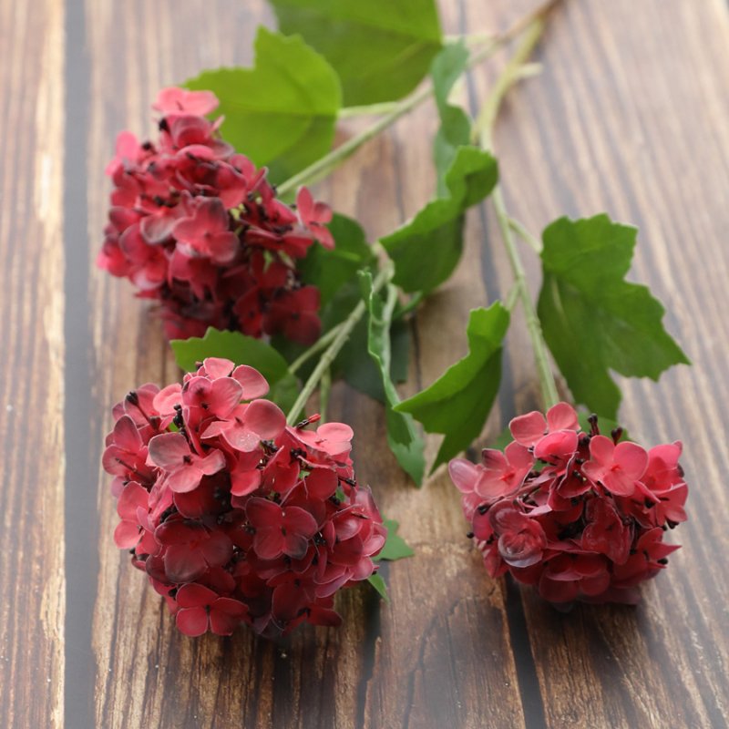 Hortensie artificială cu trei capete, minge decorativă pentru nunți, ședințe foto și decor de casă