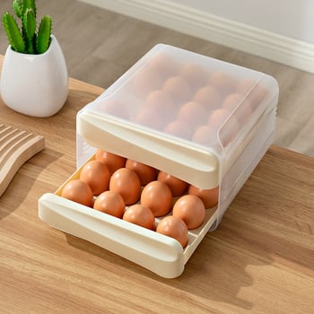 Dvostruki sloj kutije za jaja od PET-a, prozirna, 32 pretinca, za hladnjak, slaganje