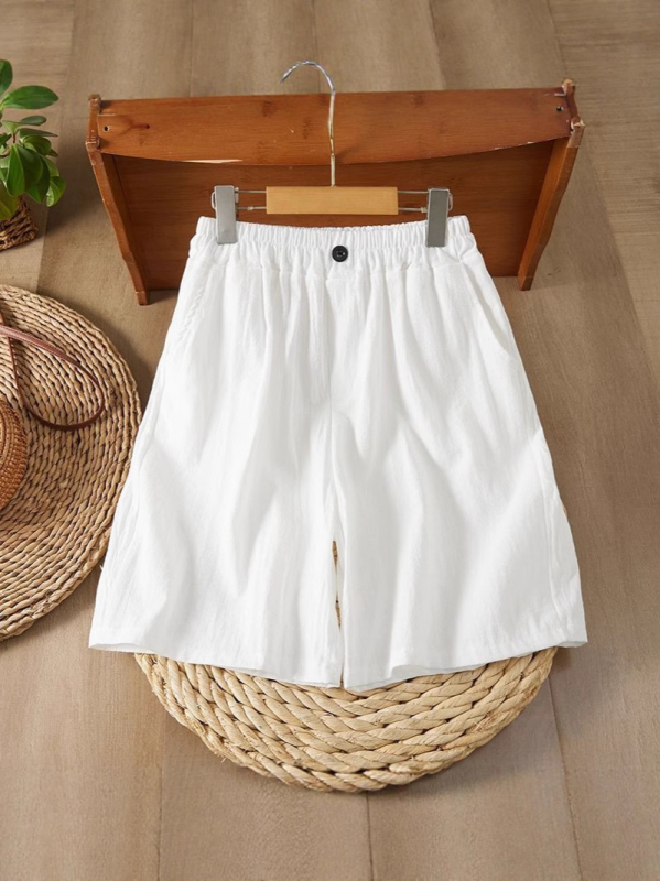Ženske capri hlače od pamuka i lana, široki kroj, lagani ljetni stil 2025, retro stil
