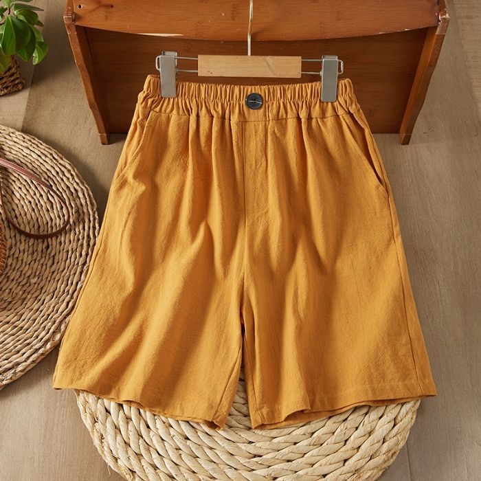 Ženske capri hlače od pamuka i lana, široki kroj, lagani ljetni stil 2025, retro stil