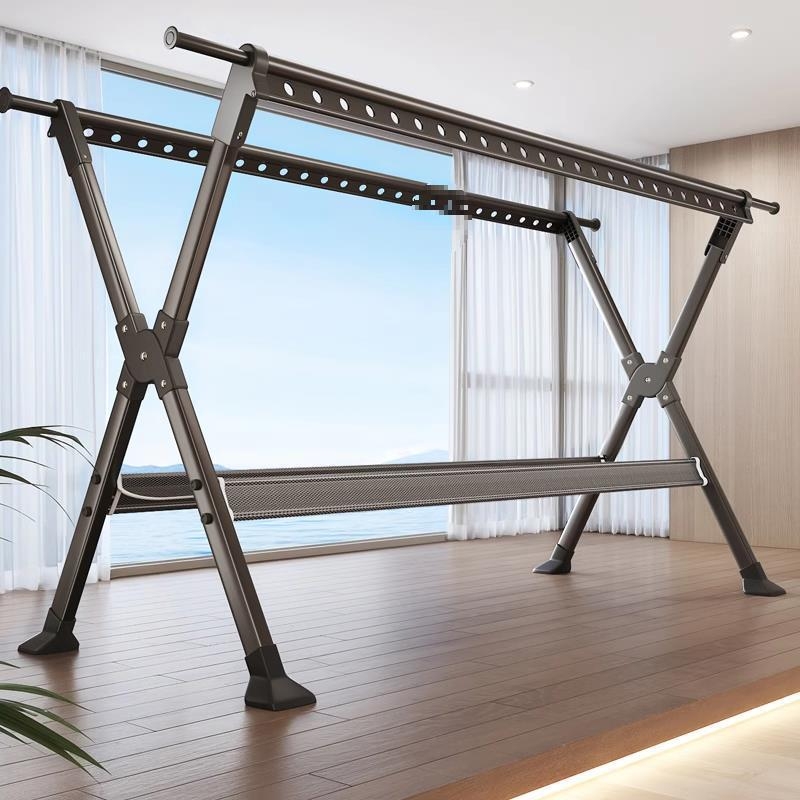 Sklopivi stalak za sušenje rublja za balkon, podni stalak, unutarnja i vanjska upotreba, od aluminijske legure.